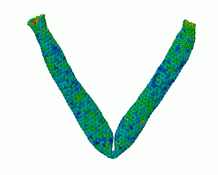 Bending of a (14,0)-nanotube with 2500 atoms