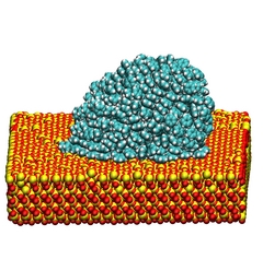 Benzene droplet on SiO<sub>2</sub>