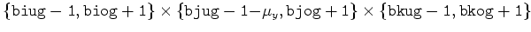 $ \{{\tt biug-1,biog+1}\}\times\{{\tt bjug-1-}\mu_y{\tt ,bjog+1}\}\times\{{\tt bkug-1,bkog+1}\}$