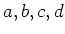 $ a,b,c,d$